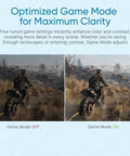 Comparison of game visuals with Game Mode OFF and ON on a 27 Inch Curved Monitor With 1080p FHD Display, 100Hz Refresh Rate.