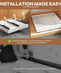 Set Of Two White Pull Out Cabinet Organizer Shelves with adhesive installation, easy setup shown inside a cabinet.