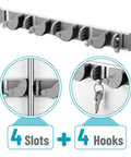 Aluminum Wall Mount Storage Rack With Four Hooks Built To Last Lightweight Durable Ideal Broom And Mop Holder for tight spaces
