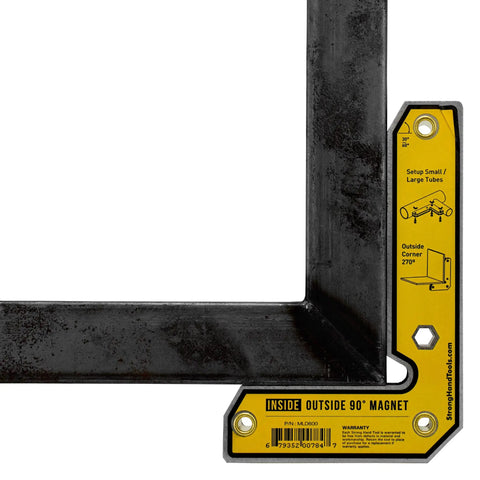 90 Degree Magnetic Welding Square With Inside And Outside Magnets, Fixed Angle Fixturing Tool For Sheet Metal Pipes And Angles, 6 Inch Length, 40 Lb Pull