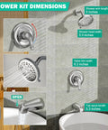 Tub And Shower Faucet Set With Rain Shower Head Chrome Tub Spout Single Handle Trim Kit Valve Included High Pressure Rain Shower