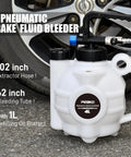 4L Vacuum Brake Bleeder Kit One Person Pneumatic Fluid Extractor With 1L Refilling Bottle shown with tire in background.
