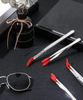 4 Piece Rubber Tipped Tweezers Set With PVC Silicone Tips Flat And Bent Styles For Lab Work Jewelry Craft Coin Stamp Tongs Red Coated