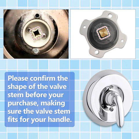 Complete Mixer Cap and Pressure Balancing Unit Kit showing valve stem fit for shower faucets