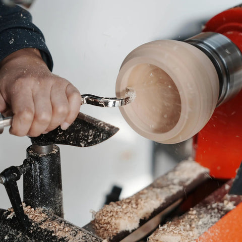 Hollowing Tool For Woodturning With Carbide Tipped Round Blade Large Curved Cutter carving wood on a lathe