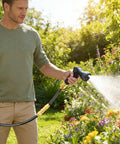 Man using Heavy Duty Garden Hose Repair Kit For Five Eighths Inch Hoses With Aluminum End Fittings Male And Female Connectors