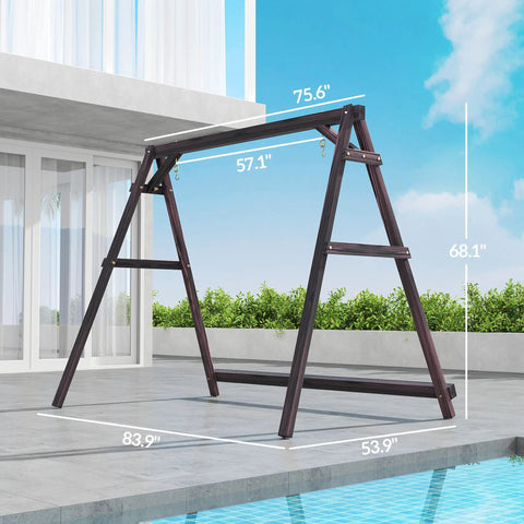 Heavy Duty A Frame Wooden Swing Stand With Reinforced Bars For Outdoor Porch Garden And Yard Supports Up To 770 Lbs