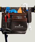6 Pocket Oil Tanned Leather Tool Belt For 29 To 46 Inch Waists, Heavy Duty Utility Pouch Built For Carpenters Drywallers And Electricians