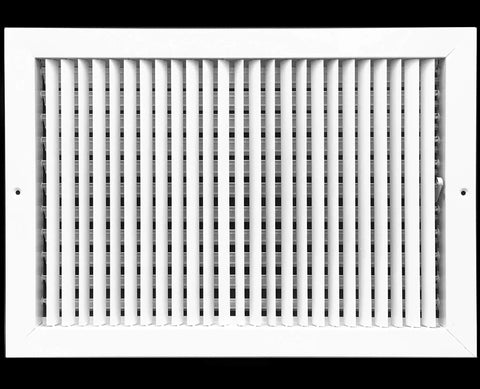 18 Inch By 12 Inch Adjustable Air Diffuser For HVAC Vent Cover Sidewall Or Ceiling Grille Register With High Airflow White Powder Coated Steel