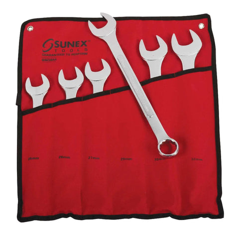 Six Piece Raised Panel Wrench Set 25mm 26mm 27mm 29mm 30mm 32mm Heavy Duty CRV Alloy Steel With Canvas Pouch on display