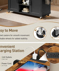 Ultimate Home Kitchen Island With Built In Power Outlets And Drop Leaf showcasing wheels and charging station features.