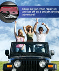 Jeep Sun Visor Repair Kit for Wrangler JK 2018 JL 2018 2023 Gladiator 2020 2023 on jeep with people enjoying ride
