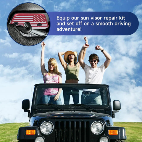 Jeep Sun Visor Repair Kit for Wrangler JK 2018 JL 2018 2023 Gladiator 2020 2023 on jeep with people enjoying ride