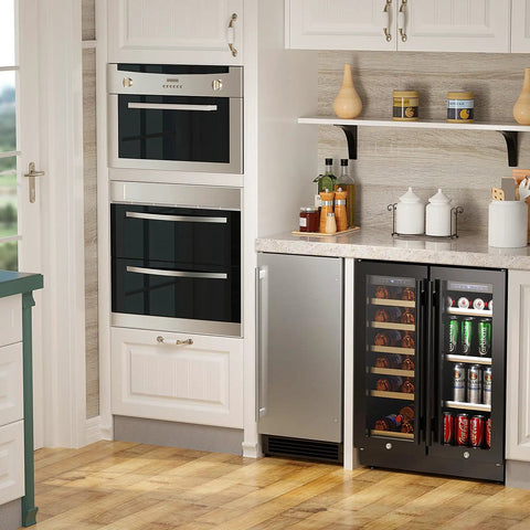 Modern kitchen with Drainless Under Counter Ice Maker With 22Lb Storage Bin Crescent Ice Free Standing Or Built In No Drain Required ETL Certified 2026 Upgraded Model For Home And Small Biz Use.
