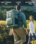 Man wearing Ultra Tough Beast Backpack Cooler 26L Insulated Waterproof Leakproof Floating Design in outdoor setting
