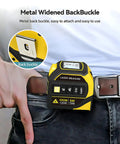 4 In 1 Laser Tape Measure With Cross Line Laser Retractable Tape 328 Ft Laser Range And 16 Ft Tape Fast Accurate Measurements For DIY Home Reno And Pro Builds, metal back buckle detail