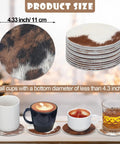 Premium Round Cowhide Coasters Set Of Twelve Natural Leather Drink Mats Ultra Smooth Finish 4.33 inches, suitable for all cup sizes.