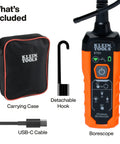 Wireless WiFi Borescope With LED Light For iPhone And Android 5.5mm Waterproof Inspection Camera IP67 Flexible Cable Streams Clear Video And Photos To Your Phone Up To 30 Feet For Tight Spaces with carrying case, hook, and USB-C cable