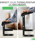 WorkEZ Adjustable Keyboard Stand For Desk Ergonomic Keyboard And Mouse Riser with hands adjusting tilt and height