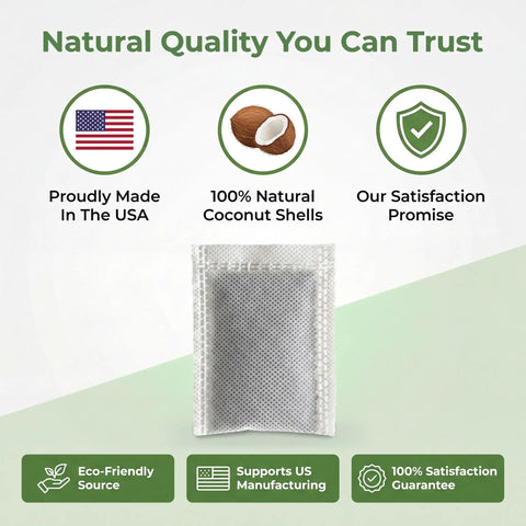 Activated Charcoal Filter Sachets For Countertop Water Distillers, Coconut Shell Carbon Odor And VOC Absorbing, Made In USA, 12 Pack