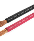 4 Gauge Premium Copper Welding Cable Set, Extra Flexible Pro Grade 600 Volt, 15 Feet Black and Red, exposed copper strands