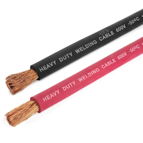 4 Gauge Premium Extra Flexible Welding Cable, 600 Volt, 25 Feet Per Coil, Sunlight And Water Resistant, Black And Red in coil