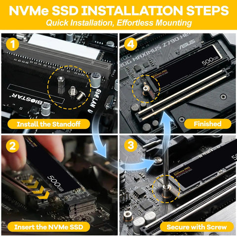 Top Shelf M.2 Ssd Mounting Screws 34 Pc Kit With M2 And M3 Standoffs For Asus Msi Gigabyte Motherboards Laptops Desktops No Sweat Setup Smooth Upgrade Builds, step-by-step installation guide for NVMe SSD.