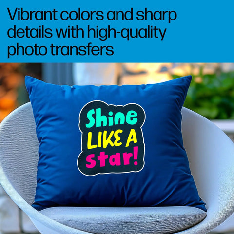Dark Fabric Iron On Transfers 8.5 By 11 Inches 20 Sheets For T Shirts Hoodies And Sports Gear With Dope Vivid Colors on pillow.