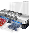 Front view of Amazon Next Gen Potane stainless steel vacuum sealer with auto/manual modes and starter bag kit