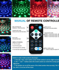 Disco Ball Party Lights With Remote, Sound Activated DJ Stage Strobe, 7 Color LED Lighting In Red Green Blue, manual instructions