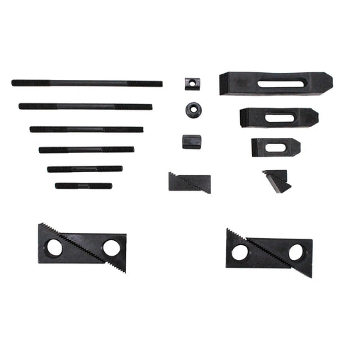 Heavy Duty Hold Down Clamp Set 58 Piece For Bridgeport Milling Machines With Three Quarter Inch Slot And Five Eighth Inch Stud Includes Twenty Four Studs