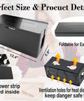 Collapsible Cable Organizer Box For TV Wires And Desk Cables, Floor Cord Cover with measurements and ventilation holes