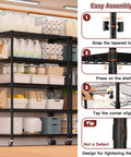 Beefy 5-Tier Wire Shelving With Wheels, 36 Inch Wide 16 Inch Deep 79 Inch Tall Steel Storage Rack in pantry with supplies
