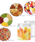20 Pack 4oz Clear Plastic Jars With Lids Wide Mouth Refillable Storage Containers with nuts, candies, beans, and beads