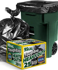 95 Gallon Extra Large Trash Bags 61x68 Inches 1.2 Mil Thick Beefy Heavy Duty Contractor Bags with toter and packaging