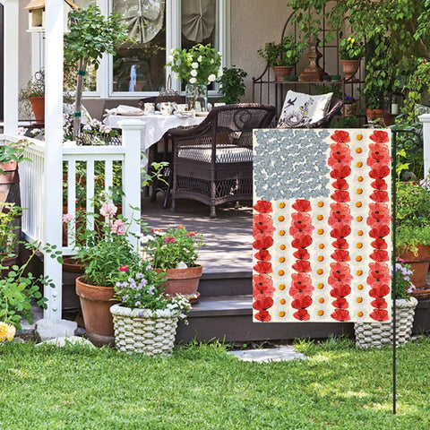 Colorlife Myosotis Poppy Memorial Day Garden Flag 12x18 Inch Double Sided Outdoor Yard Flag on front porch
