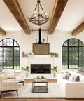 Warm White Flame Tip Chandelier LED Bulbs 4W E12 Base 40W Equivalent 400 Lumens in elegant living room with rustic decor