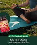 High Potency Vegan B12 Tablets With Folic Acid and B6 For Steady Energy And Brain Boost Fast Dissolving Tabs in outdoor yoga scene.