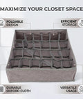 Foldable Oxford Fabric Closet Organizers For Socks And Underwear With Multi Compartments, 24-cell divider for efficient storage.