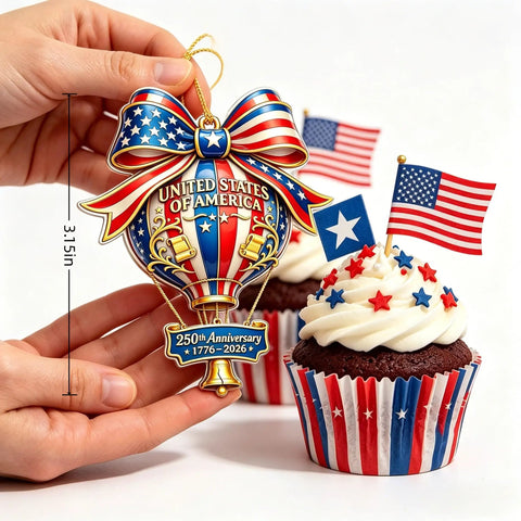 250th Anniversary Acrylic Ornament With American Flag Stars And Stripes Design For Semiquincentennial Celebration 1776 2026