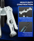 Universal Hub Puller Tool with Adjustable Legs for 7.6 Inch Bolt Circle, heavy-duty steel design with striking wrench and screw.