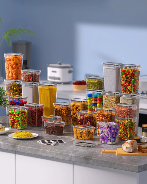 Airtight Food Storage Containers With Lids 24 Pack For Kitchen And Pantry Organization Canisters BPA Free PVC Free Food Grade Plastic
