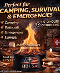Pocket Sized Bonfire In A Can Portable Campfire with marshmallows and s'mores setup for camping and emergencies, small size.
