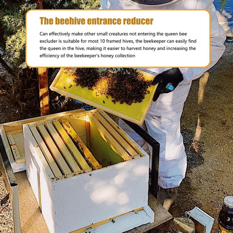 5 Pack Beehive Entrance Reducers for 10 Frame Hives, hive being opened by beekeeper