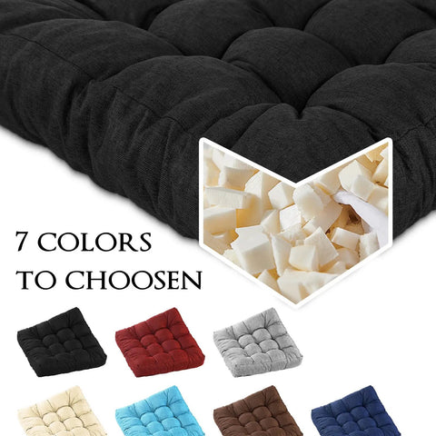 Thickened Floor Cushion For Meditation And Yoga Large 22x22 Inch Square Black Cozy Memory Sponge Pad With Nine Tufted Points To Prevent Deformation Relieves Hip And Leg Pressure Back Support Ideal For Tatami Living Room And Relaxation, black tufted cushion with foam filling and color options