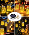 Mason Jar Solar Lights Set Of 12 With 30 LED Fairy Lights Warm White Outdoor String Lights Weatherproof With Easy Hang