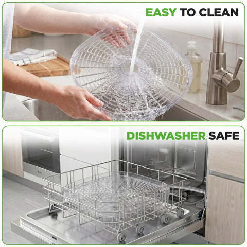 Cleaning the tray of the Five Tray Electric Food Dehydrator With Pro Airflow Circulation, showing easy-to-clean design.