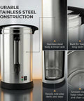 Heavy Duty 120 Cup Coffee Urn With 18 Liter Stainless Steel Construction Electric Hot Beverage Dispenser Auto Keep Warm