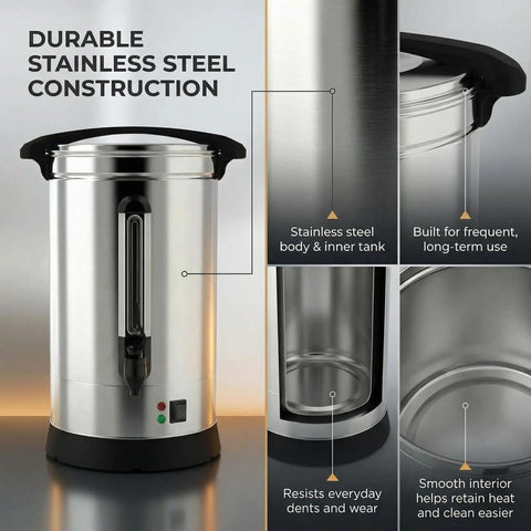 Heavy Duty 120 Cup Coffee Urn With 18 Liter Stainless Steel Construction Electric Hot Beverage Dispenser Auto Keep Warm