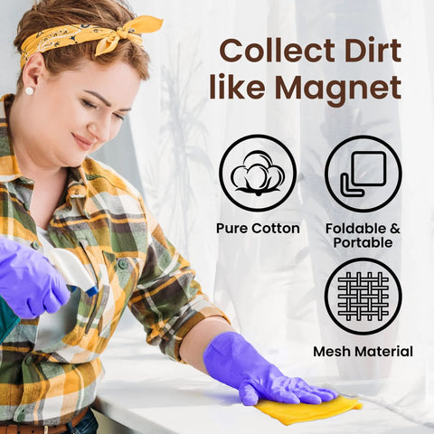 Person using Six Pack Tack Cloths For Woodworking And Auto Painting, fast dust removal and surface prep, lint free cotton mesh.